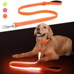 ChalkLit Led Dog Leash, 4 Ft Light Up Dog Leash Rechargeable Waterproof, Nylon Leashes with Padded Handle for Night Walking, Safety Glow in The Dark Dog Leash for Large Medium Small Pets (Orange)