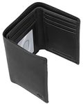 Trifold Wallets for Men RFID - Genuine Leather Slim Mens Wallet with ID Window Front Pocket Wallet Gifts for Men (Crazyhorse Black)