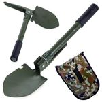 VENEXA Military Portable Folding Shovel and Pickax, Small Compact Pickaxe with Carrying Pouch, Military Entrenching Survival Multitool for Camping, Hiking, Backpacking, Pouch Included(Green)