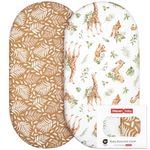 Gllquen Baby Bassinet Crib Sheets Set, Breathable Cozy Fitted Mattress Sheet, Elastic Travel Crib Fashionable Floral Pattern, Standard Cradle Safe Sheets for Baby Boy Girls 32"X16" (Giraffe)