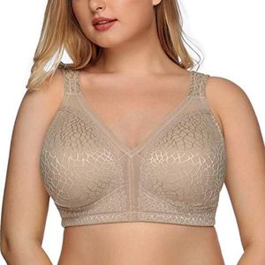 DotVol Women's Full Figure Minimizer Bras Comfort Large Busts Wirefree Non Padded Plus Size Bra(42DD, Toffee)