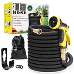 Expandable Garden Hose Pipe 100ft | Superior Lightweight Hosepipe | Never Kink Garden Hose 100 ft | Black Leak Proof Flexible Water Hose | Solid 3/4" Brass Connectors | 10 Function Hose Sprayer