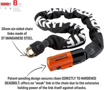 Kryptonite Evolution 10mm Chain Lock – Heavy Duty Bike Security