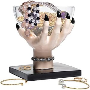 GUTE Witch Hand Large Jewelry Bowl Holder Stand Creative Organizer Dish For Kitchen Décor, Storage Basket Hand Hold Jewelry, Nuts, Storage Rack Resin Home Ornament for Holiday Party Décor 5" H