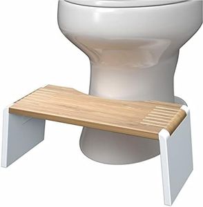 Squatty Potty Stockholm Folding Bamboo Toilet Stool 7" Collapsible, Brown and White