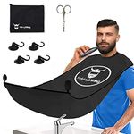 Striking Viking Beard Bib Hair Catcher Apron for Shaving and Trimming - 4 Piece Beard Bib Kit with Beard Cape, Scissors, Extra Suction Cups, Storage Bag, Black, 4 Piece Set