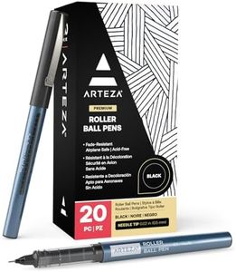 ARTEZA Rollerball Pens Fine Point, Set of 20 Black Liquid Ink, Extra Fine 0.5 mm Needle Tip Pen, Make Precise Lines