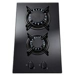 SIA GHG302BL 30cm 2 Burner Black Glass On Gas Domino Hob With Enamel Pan Stands