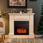 RELAX4LIFE 32-inch Electric Fireplace with Mantel - 1400W Fireplace Insert w/3 Flame Brightness, 6H Timer, Overheat Protection, Remote Control, Wood Surround Firebox with Fireplace Heater (White)