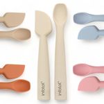 Infatot® Baby Weaning Spoons Set - Perfectly Sized Weaning Cutlery - Silicone Baby Spoons 4 Months - Baby Feeding Spoons, Baby Stuff, Infant Self Feeding Spoons for Baby - Cream