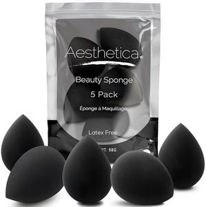 Aesthetica Cosmetics Beauty Sponge Blender - Latex Free and Vegan Makeup Sponge Blender - For Powder, Cream or Liquid Application (5 Pack)