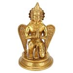 Kartique Brass Garuda Idol Statue in Praying Posture | Golden Finish | 9 Inches Tall | Home and Temple Decor