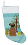 Caroline's Treasures Merry Christmas Tree Brindle Boxer Stocking, Polyester, Multicolor, L