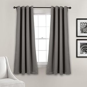 Lush Decor Insulated Grommet Blackout Window Curtain Panels, Pair, 52" W x 63" L, Dark Gray - Classic Modern Design - Chic Window Decor - Curtains For Living Room, Bedroom, Or Dining Room