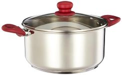 Amazon Brand - Solimo Stainless Steel Casserole with Glass Lid | Impact-Forged Bottom | Soft-Touch Handle | Dishwasher-safe | 24 cm