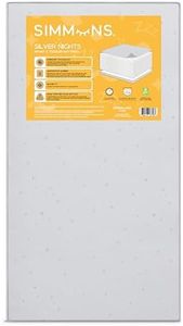 Simmons Kids Silver Nights Dual Sided 2-Stage Baby Crib Mattress and Toddler Mattress - GREENGUARD Gold – Waterproof - Sustainably Sourced Core Fiber Core, Grey