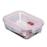 TATAY Glass Food Storage, Airtight, 1.1L of Capacity, Clip Lid, BPA free, Suitable Microwave, Dishwasher, Oven & Freezer. Red. Measures: 15.7 x 20.7x 6.9 cm