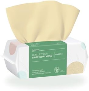 PoeticEHome Bamboo Dry Baby Wipes - 100 Count Ultra Soft Facial Tissue Clean Towels for Sensitive Skin, Unscented & Unbleached Disposable Wash Cloths
