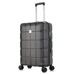 ATX Luggage 24" Medium Suitcase Super Lightweight Durable ABS Hard Shell Suitcase with 4 Dual Spinner Wheels and Built-in TSA Lock (Gun Metal Grey, 65 Liter)