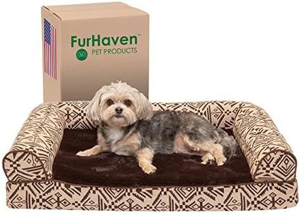 Furhaven Pet Dog Bed - Memory Foam Plush Kilim Southwest Home Decor Traditional Sofa-Style Living Room Couch Pet Bed with Removable Cover for Dogs and Cats, Desert Brown, Medium