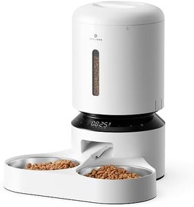 PETLIBRO Automatic Cat Feeder for 2 Cats, Easy Touchscreen Programming, Adjustable Portions with Dual Bowl, Granary Pet Food Dispenser, 10S Meal Time Recording, Battery for Backup Power (5L, White)