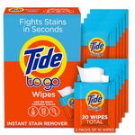 Tide Stain Remover for Clothes, Tide To Go Wipes, Instant Stain Remover for Clothes, Travel & Pocket Size, 20 Count