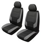 GIANT PANDA Front Car Seat Cover Custom Fit Jeep, Leather Bucket Seat Covers for Jeep Grand Cherokee Compass Gladiator Wrangler Unlimited (Grey+Black)