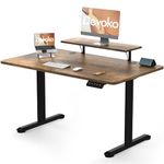 Devoko Electric Standing Desk 120 x 60cm, Height Adjustable Standing Desk with Monitor Stand, Stand Up Desk Home Office Desk with Memory Smart Pannel Sit Stand Desk (Rustic Brown)