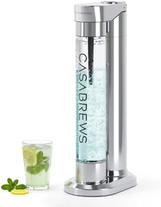 CASABREWS EDGE Sparkling Water Maker, Stainless Steel Soda Streaming Machine Compatible with 60L CO2 Carbonator (NOT Included), Soda Maker with PET Bottle for Carbonate Water, Wine or Juice
