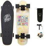 One Leopard® Cruiser Skateboard, VIC 27 Inch Complete Skateboard for Kids Teens & Adults, 7 PLY Maple Double Kicktails Deck Concave Trick Skateboard, T-Tool & Skateboard Stickers & Carry Bag Included