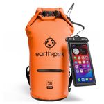 Earth Pak- Waterproof Dry Bag Front Zippered Pocket Keeps Gear Dry Kayaking, Beach, Rafting, Boating, Hiking, Camping Fishing Waterproof Phone Case