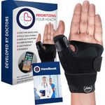 Doctor Developed Thumb Support/Finger Splint for Arthritis, Thumb Splint Right or Left Hand, Wrist Support & Thumb Spica Splint and with Doctor Written Handbook (Black, Single)