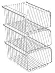 blitzlabs Wire Storage Baskets Stackable Refrigerator Organizer Bins Sturdy Metal Wire Bin Baskets Organization Baskets for Storage with Handles for Kitchen, Closets, Bathroom, Cabinets -Set of 3