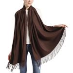 Pashmina Scarfs For Women-Winter Soft Warm Coffee Brown Pashmina Shawls And Wraps For Travel (CA-New Coffee)