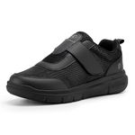 FitVille Mens Extra Wide Fit Diabetic Shoes with Adjustable Strap Breathable Walking Shoes For Swollen Feet - EasyTop StrapEase V4 Black 11 UK X-Wide