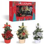 Tabletop Christmas Tree,3 Pack 7.87in Small Christmas Tree for Office Decoration,Christmas Desktop Artificial Mini Christmas Tree wtih Hanging Ornaments for Holiday DIY Decor