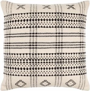 Hauteloom Viggo Decorative Throw Pillow Cover with Down Goose Feather Insert - Sofa Couch Cushion Cover - Cream