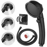 EAARSUO High Pressure Handheld Shower Head, Detachable Shower Head with Self-Adjustable Holder, RV Handheld Shower Head with Hose and On Off Switch (Black)