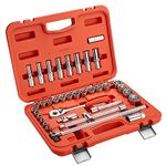 Jetech 37 PCS 1/2 inch Drive Socket Set with Short and Deep Metric Sockets and Selected Accessories in a Practical Case