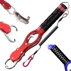 Heavy Duty Fish Lip Gripper with Weighing Scale, 2026 New Fish Grabber, Portable Fishing Pliers, Non Slip Handle Fishing Tool Set for Outdoor Fishing, Fishing Gifts for Men and Women (Red)