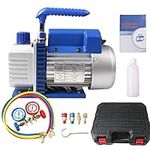 Togarhow 1/4HP 3 CFM Vacuum Pump, 110V Single Stage Rotary Vane Air Vacuum Pump,R134 R410 AC Manifold Gauge Set Kit For HVAC,Refrigerant Air Conditioning,Food Packaging