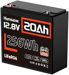 HumsiENK 12V 20Ah LiFePO4 Lithium Battery, Built-in 20A BMS, Grade A+ Cells, Rechargeable 15000 Deep Cycles Lithium Batteries 12V, Perfect for Fish Finder, Off-grid, E-Golf Trolley and E-Scooter
