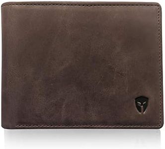 Bryker Hyde 1 ID Window RFID Wallet for Men, Bifold Top Flip, Extra Capacity Travel Wallet (Almond Brown - Distressed Leather, Super Capacity)