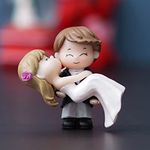 eCraftIndia Resin Handcrafted Bride Kissing Groom Romantic Couple Statue Decorative Showpiece- Valentine Gift for Girlfriend Boyfriend Husband Wife- Valentine Day Gifts- Valentine Day Decoration Items