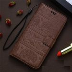 Dkandy for Samsung Galaxy S6, Ethenic Series Embossing Elephant Faux Leather Flip Wallet Case Stand, Card Holder & Magnetic Closure Flip Cover for Samsung Galaxy S6 - Brown