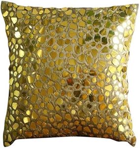 The HomeCentric Gold Cushion Covers, Mosaic 3D Metallic Sequins Cushions Cover, 45x45 cm (18x18 inch) Cushion Case, Square Silk Cushions Covers for Couch, Geometric - The Gold Mosiac