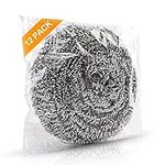 12Pack Upgraded Steel Wool Scrubbers by ovwo - Premium Stainless Steel Scrubber, Metal Scouring Pads, Steel Wool Pads, Kitchen Cleaner, Heavy Duty Cleaning Supplies - Especially for Tough Cleaning