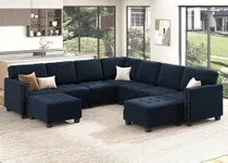 HONBAY Velvet Convertible Sectional