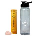 Setu Skin Renew Glutathione Tablets (15 Effervescent Tablets, Orange) with Sipper (750ml) | Combo Pack for Glowing Skin | L-Glutathione & Vitamin C For Antioxidant Support & Anti-Pigmentation