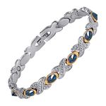 EnerMagiX Magnetic Bracelets for Women, Stainless Steel Magnetic Bracelet Anklet with Blue Stones, Fashion Magnetic Jewelry（0137SGD-2）